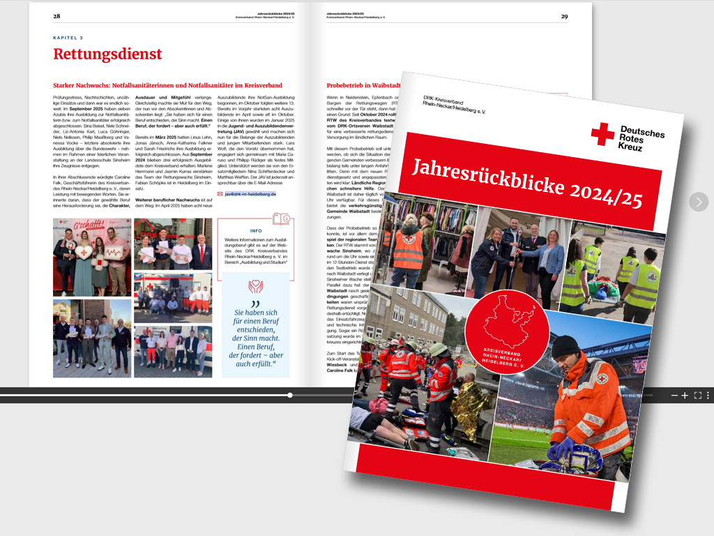 Titelbild der Broschüre Jahresrückblicke 2024-2025 und Auszug aus der Online-Broschüre